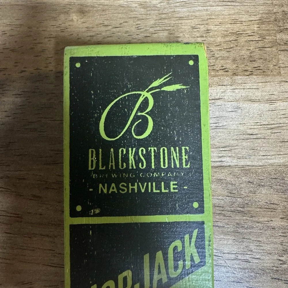 Blackstone Brewing HopJack IPA Beer Tap Handle Nashville TN Wood Green Bar Decor